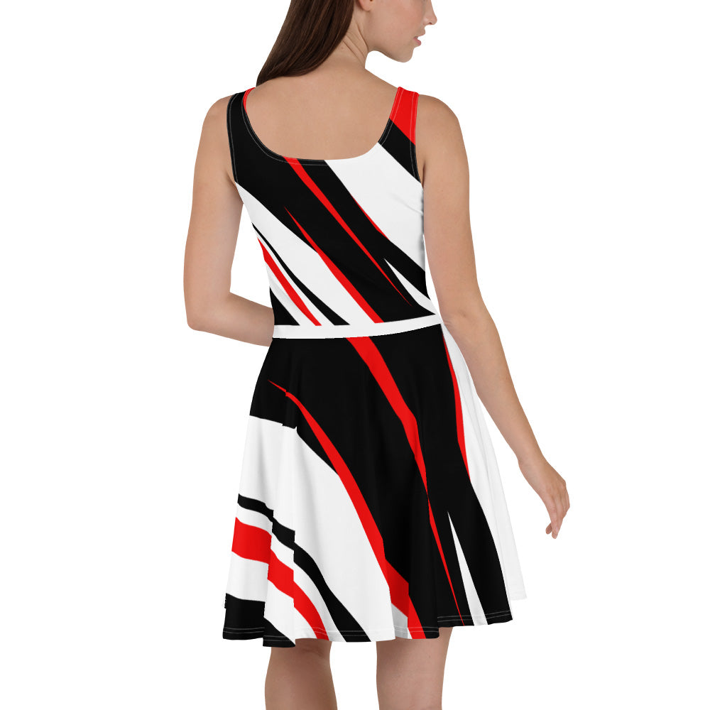 skater-dress-all-over-print-back-view-black-white-red-accents-abstract-print