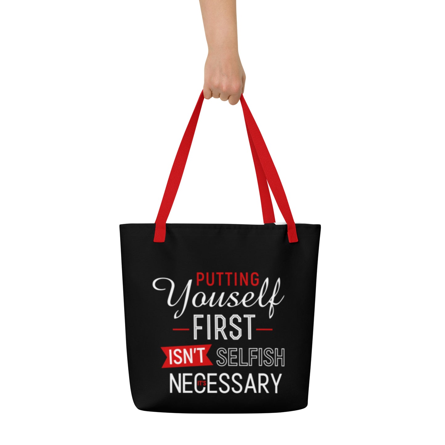All-Over Print Large Tote Bag | Putting Yourself First