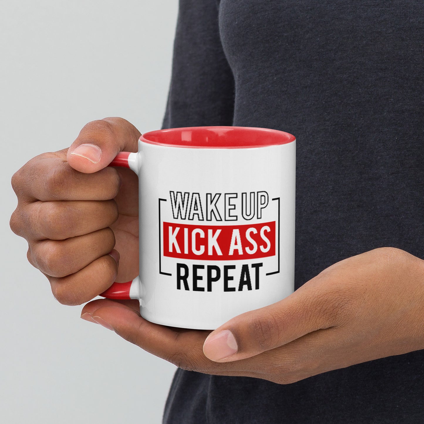 Mug with Color Inside | Wake Up Kick Ass Repeat
